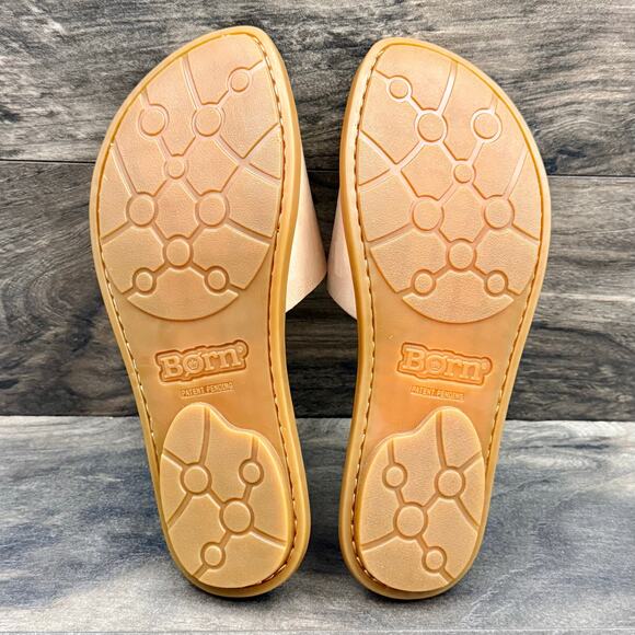 NIB Born Miarra 9M 39-40 Leather Big Buckle Slide Flat Sandals Blush - Picture 6 of 10